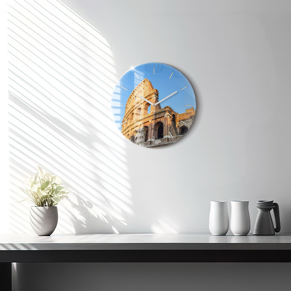 Round glass wall clock Colosseum in Rome
