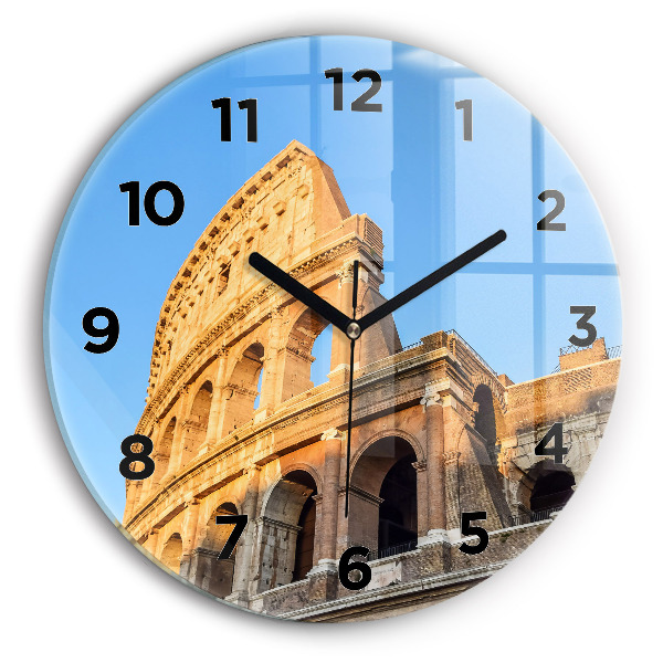 Round glass wall clock Colosseum in Rome