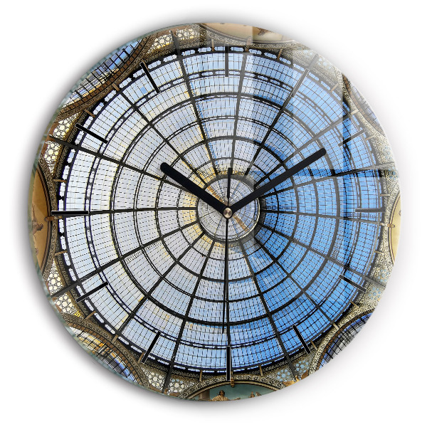 Round glass wall clock Shopping mall in Milan