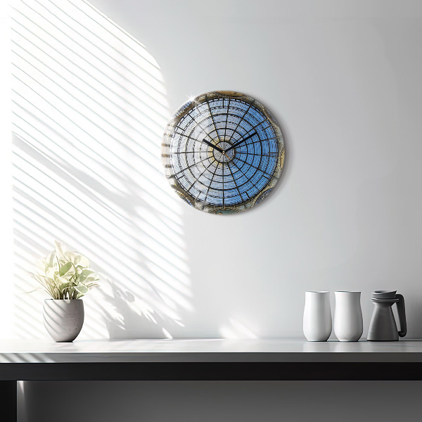 Round glass wall clock Shopping mall in Milan