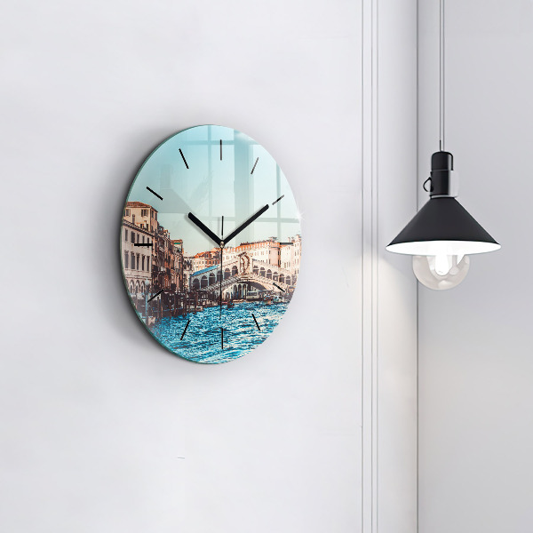 Round glass wall clock Rialto Bridge in Venice