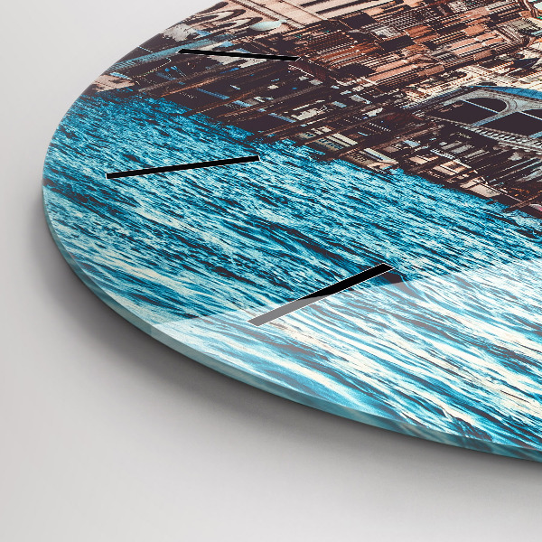 Round glass wall clock Rialto Bridge in Venice