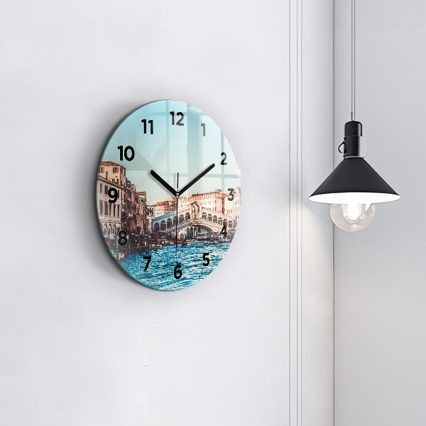 Round glass wall clock Rialto Bridge in Venice