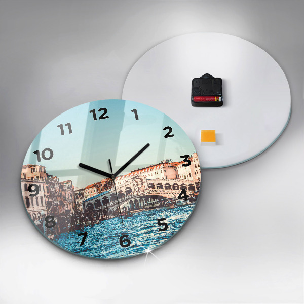Round glass wall clock Rialto Bridge in Venice