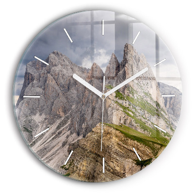 Round glass wall clock Rocky Mountains