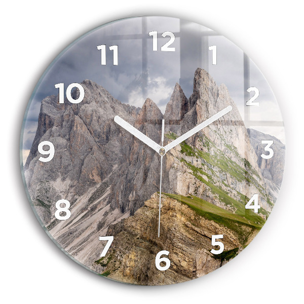 Round glass wall clock Rocky Mountains