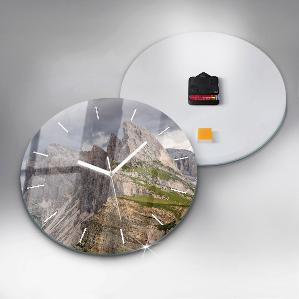 Round glass wall clock Rocky Mountains