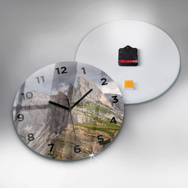 Round glass wall clock Rocky Mountains
