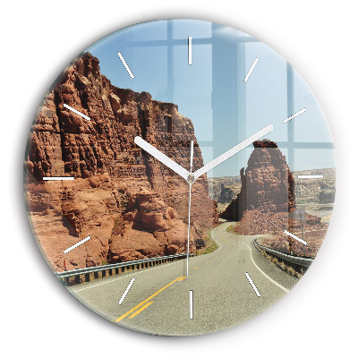 Round glass wall clock Route 66 in the US
