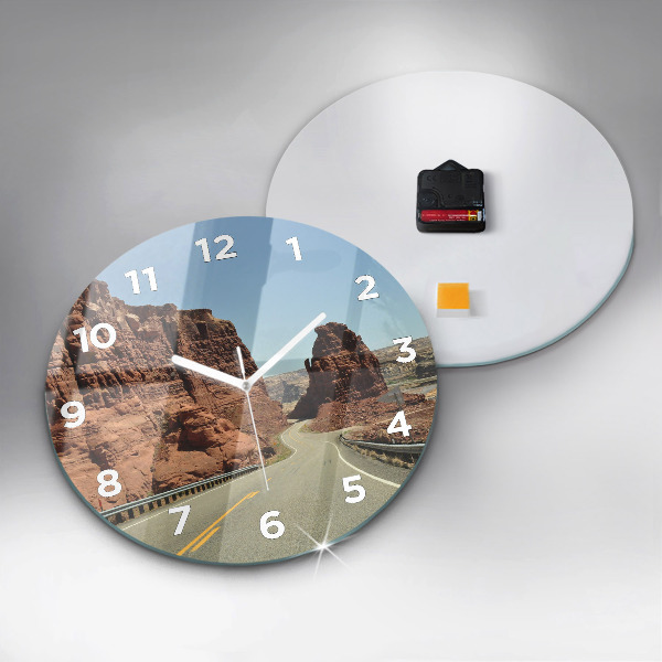 Round glass wall clock Route 66 in the US