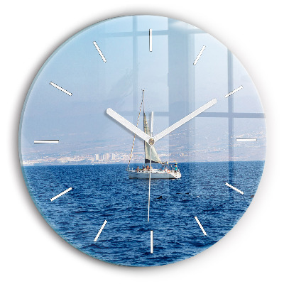 Round glass wall clock Yacht in Tenerife