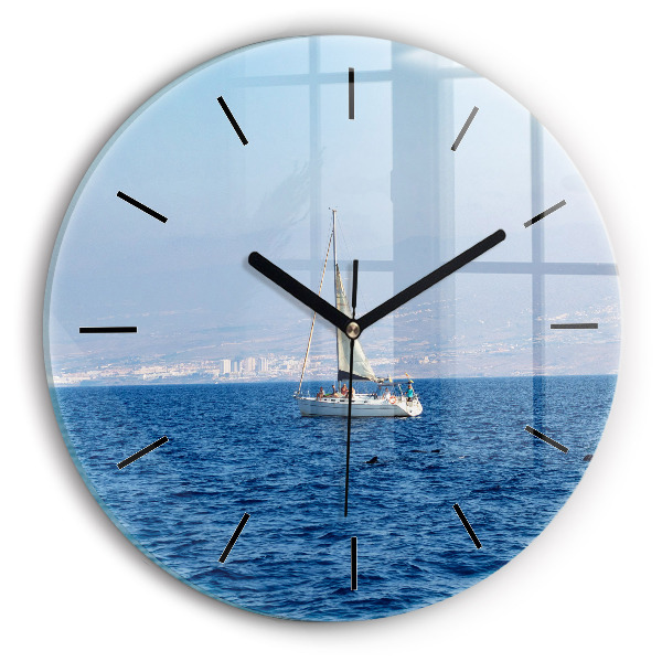 Round glass wall clock Yacht in Tenerife