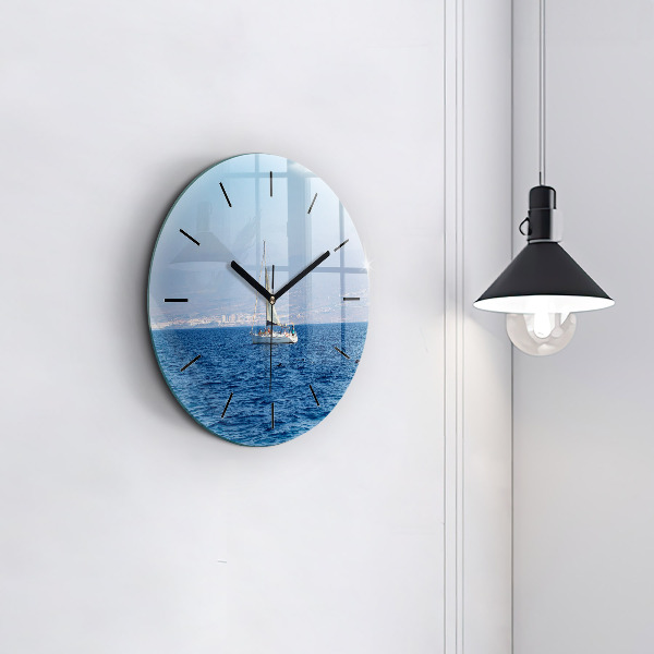 Round glass wall clock Yacht in Tenerife