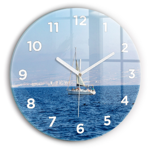 Round glass wall clock Yacht in Tenerife