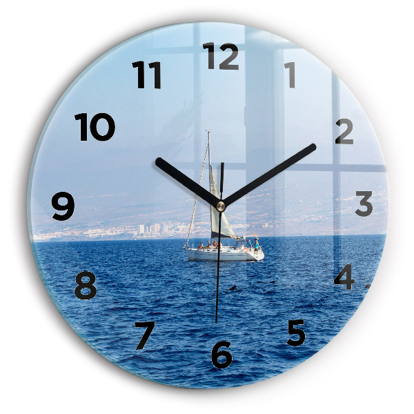 Round glass wall clock Yacht in Tenerife