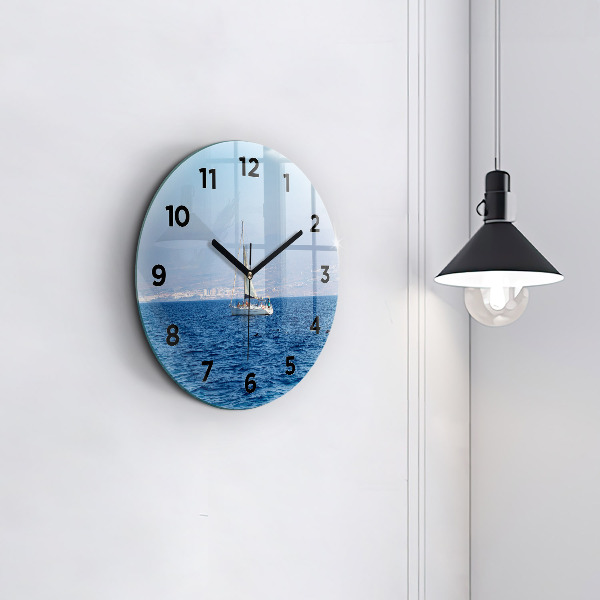 Round glass wall clock Yacht in Tenerife