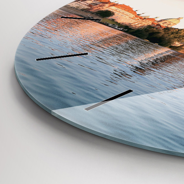 Round glass wall clock Charles Bridge in Prague