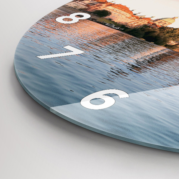 Round glass wall clock Charles Bridge in Prague