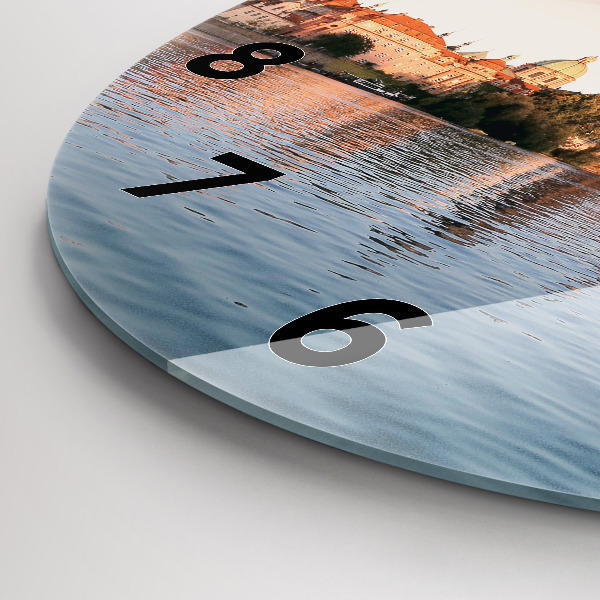 Round glass wall clock Charles Bridge in Prague