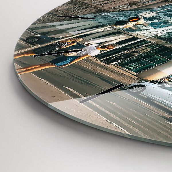 Round glass wall clock Dancing House Prague