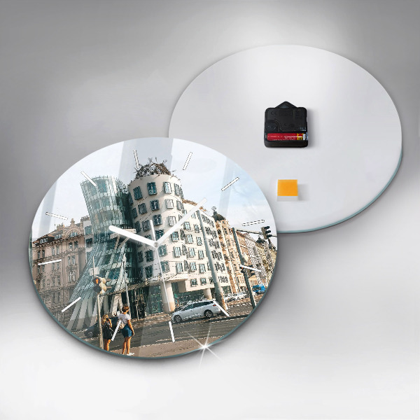 Round glass wall clock Dancing House Prague