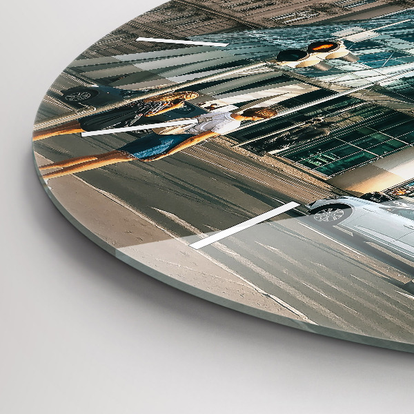 Round glass wall clock Dancing House Prague