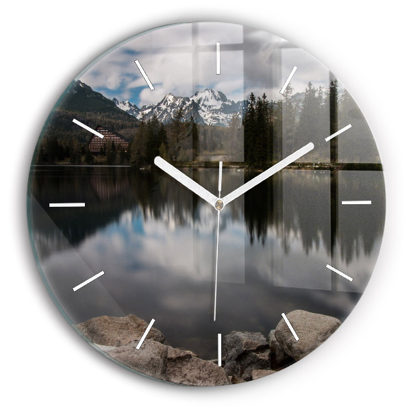 Round glass wall clock High Tatras in Slovakia