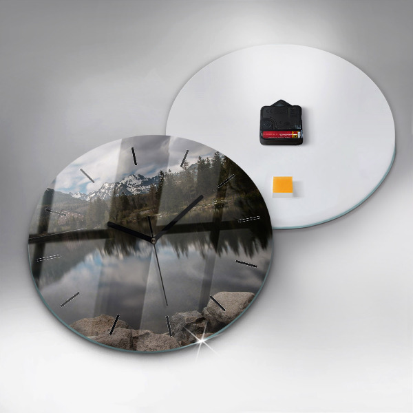Round glass wall clock High Tatras in Slovakia