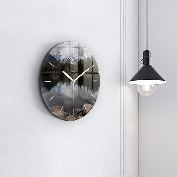 Round glass wall clock High Tatras in Slovakia