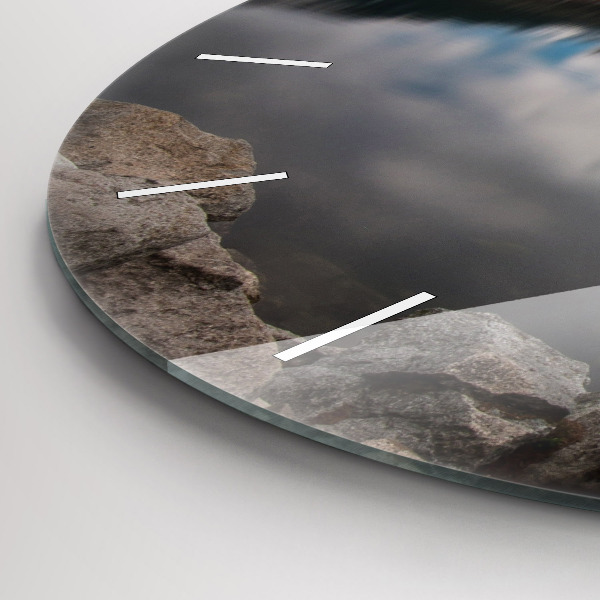 Round glass wall clock High Tatras in Slovakia