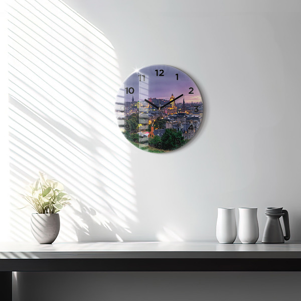 Round glass wall clock Edinburgh from Calton Hill