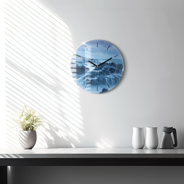 Round glass wall clock Lighthouse