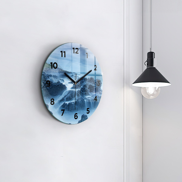 Round glass wall clock Lighthouse