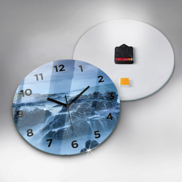 Round glass wall clock Lighthouse