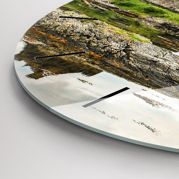 Round glass wall clock Eilean Donan Castle Scotland