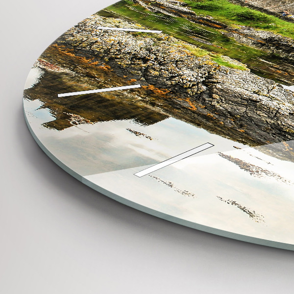 Round glass wall clock Eilean Donan Castle Scotland