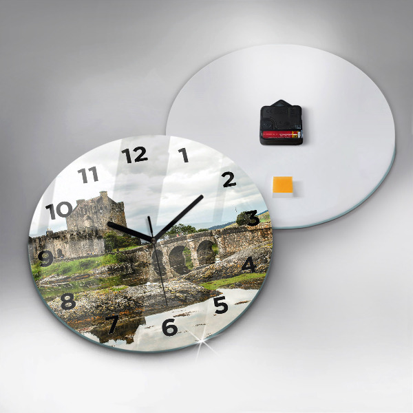Round glass wall clock Eilean Donan Castle Scotland