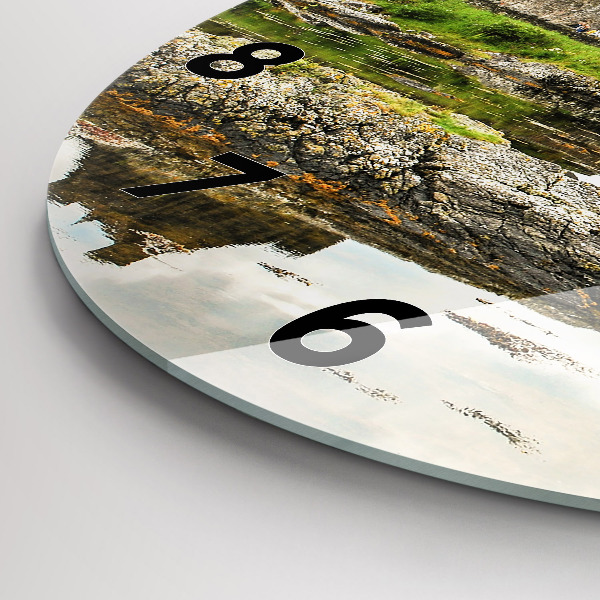 Round glass wall clock Eilean Donan Castle Scotland