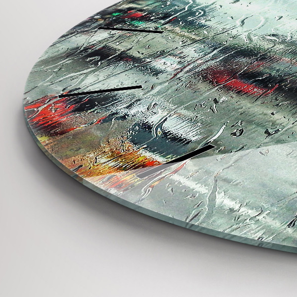 Round glass wall clock Rainy London