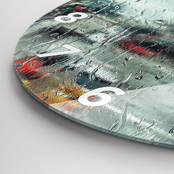 Round glass wall clock Rainy London