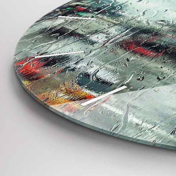 Round glass wall clock Rainy London