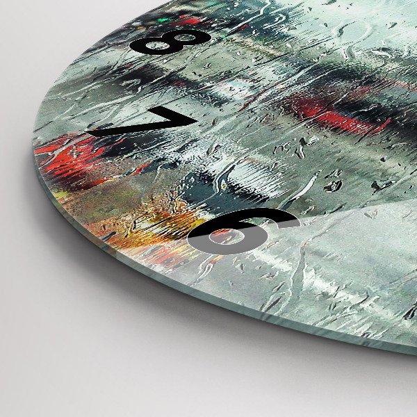 Round glass wall clock Rainy London