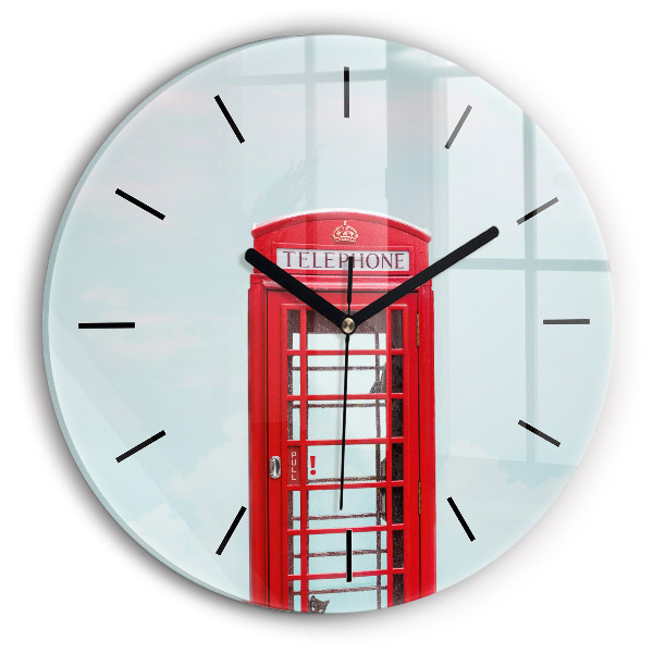 Round glass wall clock Public phone