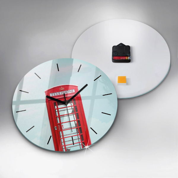 Round glass wall clock Public phone