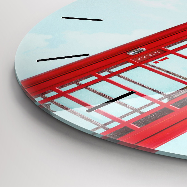 Round glass wall clock Public phone