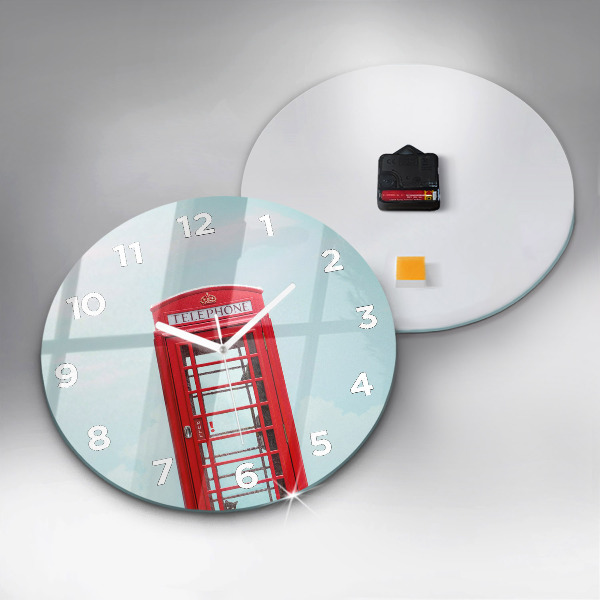 Round glass wall clock Public phone