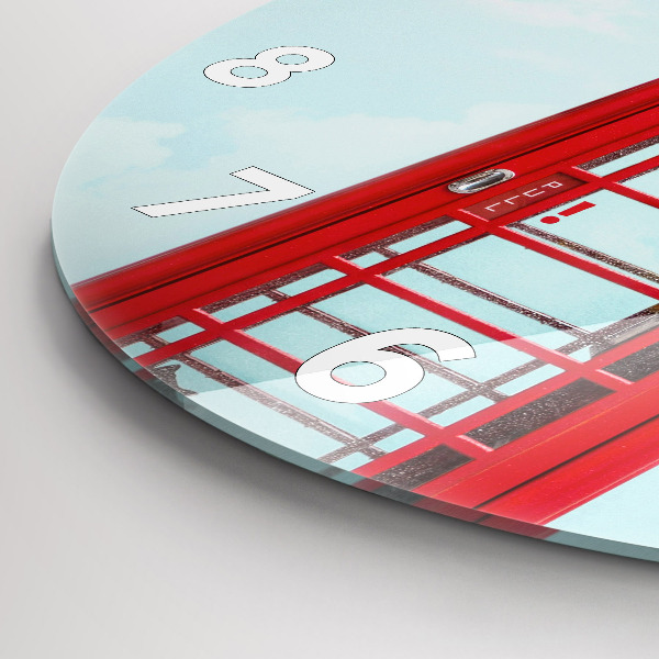 Round glass wall clock Public phone