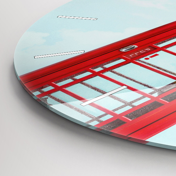 Round glass wall clock Public phone
