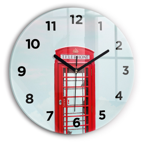 Round glass wall clock Public phone