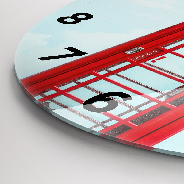 Round glass wall clock Public phone